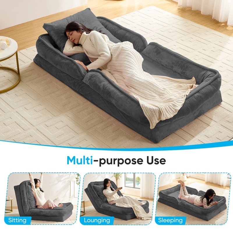 Versatile Foldable Lazy Sofa,3-in-1 Fold Small Tatami Sofa Bed,Lounge Chair Sofa, Human Friendly Pet Beds Lazy Sofa