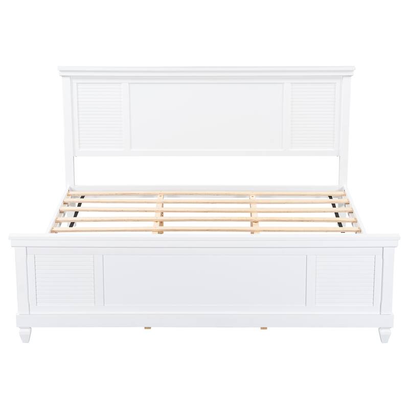 Christopher Knight Home - Elsa Elegant White Solid Wood Platform Bed with Farmhouse Style