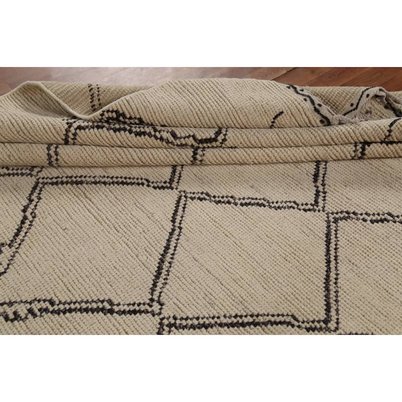 Trellis Modern Moroccan Area Rug Handmade Wool Carpet - 8'2"x 10'10"