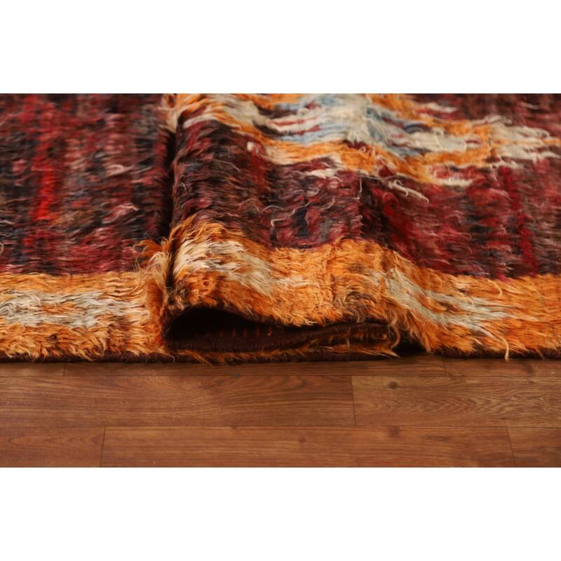 Hand Knotted Oriental 100% Wool Carpet Modern Tribal Red Moroccan Area Rug - 9' 9'' X 6' 8''