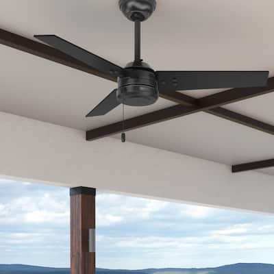 Hunter 44" Cassius Outdoor Ceiling Fan, Damp Rated - Industrial, Farmhouse, Contemporary