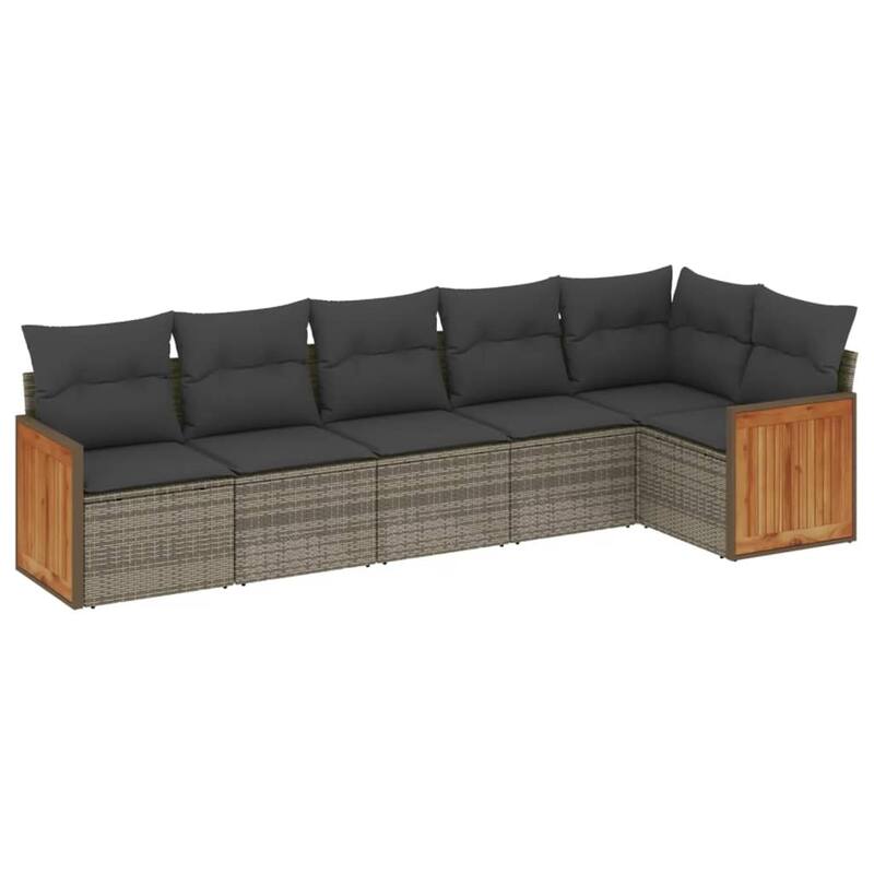 vidaXL Patio Sofa Set with Cushions Outdoor Conversation Furniture Poly Rattan