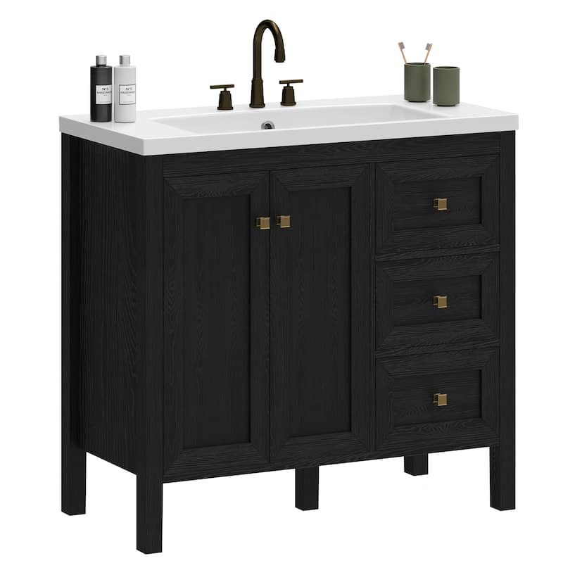 Moasis 36"/42" Bathroom Vanity with Sink Set and 2 Soft-Closing Doors & 3 Drawers
