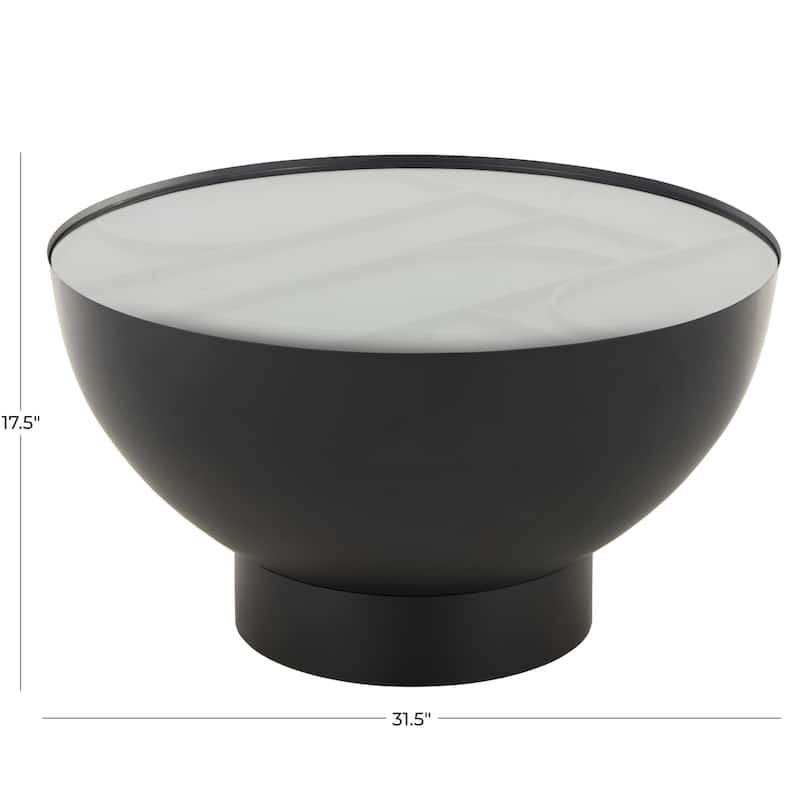 Metal Geometric Accent Table with Glass Tabletop and Elevated Base - Black - Roche River Decor