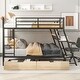 preview thumbnail 3 of 6, Full Size Metal All-in-One Bunk Bed w/ Built-in Desk, Light Upholstered Bed w/ Drawers Multi-Functional Storage Bed Frame