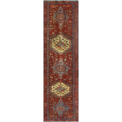 Noori Rug Fine Vintage Distressed Sanama Red/Blue-Grey Runner - 2'9" x 9'5"