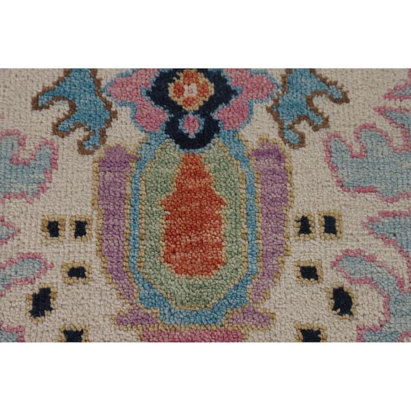 Light Blue Oushak Rug Hand-Knotted Wool Carpet - 8'11" x 11'8"