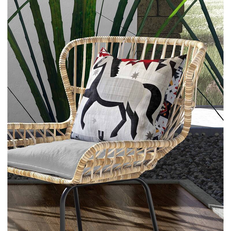 Starry Night Rider Indoor/Outdoor Reversible Throw Pillow Gray and Red