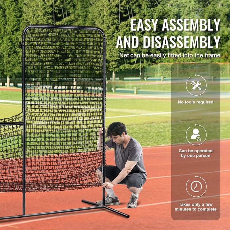 7x7 Feet L Screen Portable Baseball and Softball Safety Screen with Carry Bag
