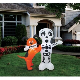 A Holiday Company 4ft Inflatable Skeleton with Dog, 4 ft Tall, Multi ...