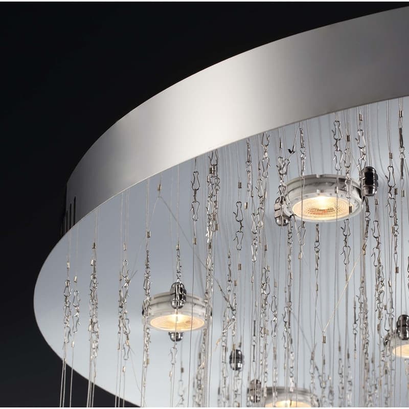 32 in. Modern Raindrop Crystal Chandelier 13-Light Dimmable Flush Mount Spiral Crystal Lighting for Foyer Living Room