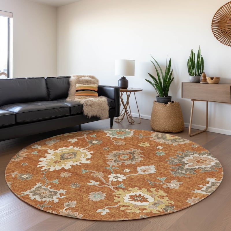 Machine Washable Indoor/ Outdoor Chantille Kashan Traditonal Rug