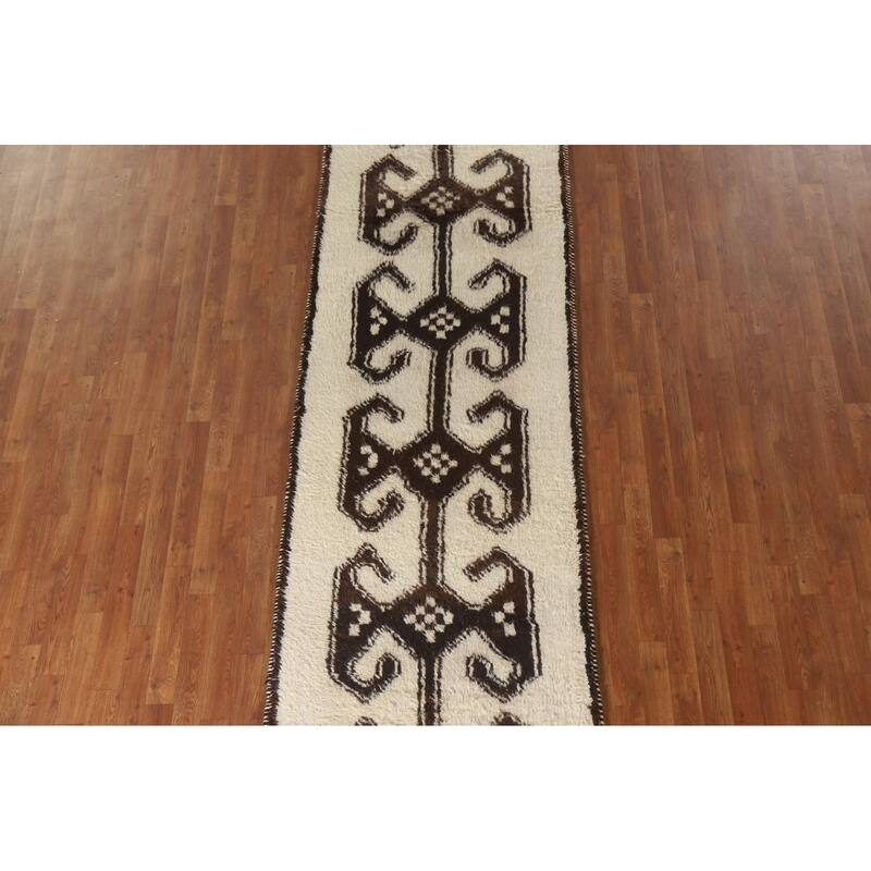 Push Anatolian Natural Dye Runner Rug Hand-knotted Wool Carpet - 3'2"x 11'4"
