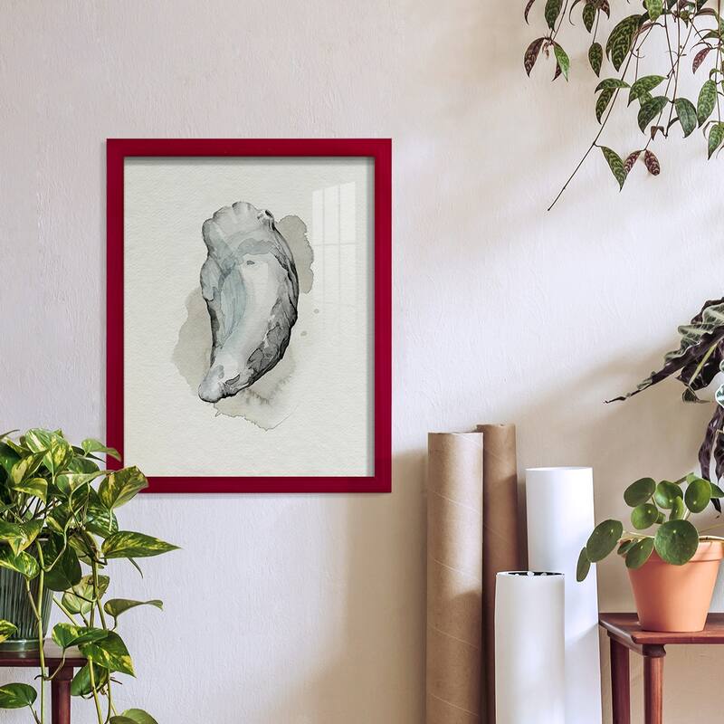 Oysters on the Bay II -Framed Print w/glass-Cherry Red