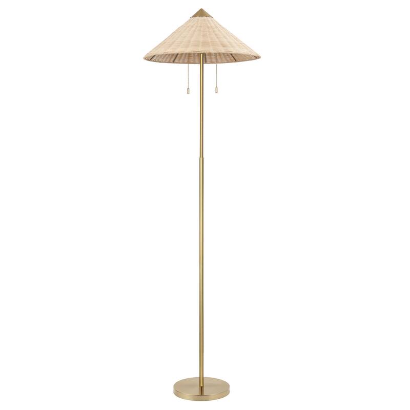 65.4" Modern 2-Light Cone Shade Floor Lamp with Pull Chains