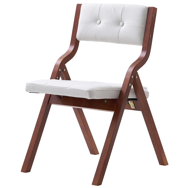 Foldable Wooden Chair with Padded Cushion, Portable Design