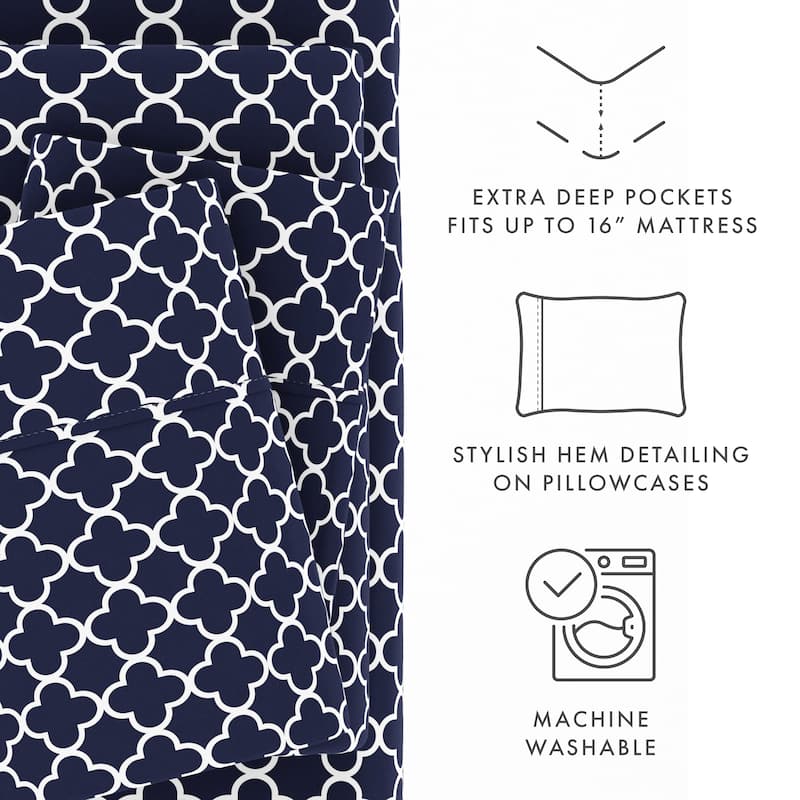 Becky Cameron Ultra Soft Printed 4-piece Deep Pocket Bed Sheet Set