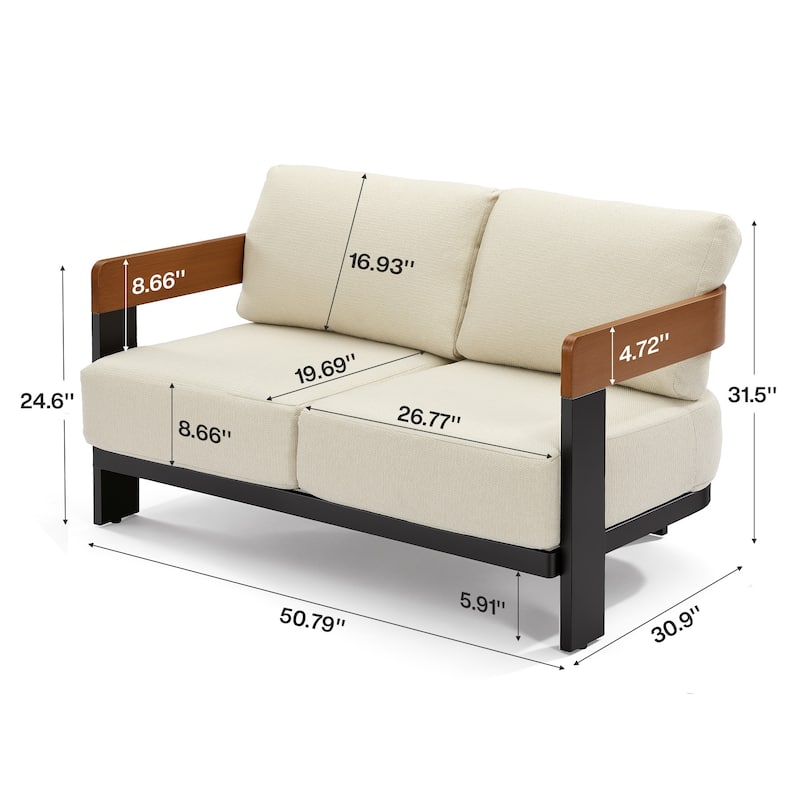 50.39'' Wide Outdoor Patio Sofa With Cushions