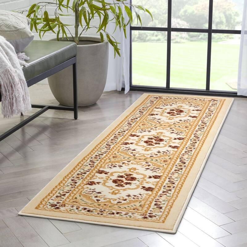 Royal Runner Rug Texture Well Woven Royal Medallion Floral Ivory Runner Rug - 2' x 7'3 ...