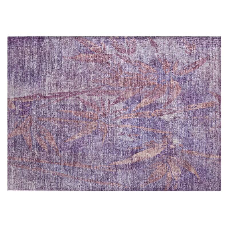 Machine Washable Indoor/ Outdoor Modern Floral Chantille Rug