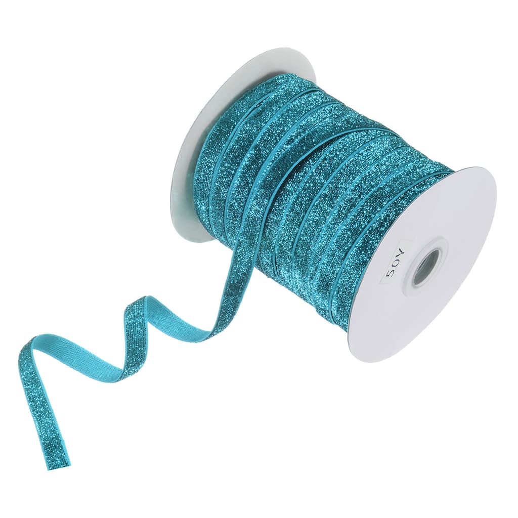 1 Pack Metallic Glitters Velvet Ribbon,3/8"x50 Yards for Gift