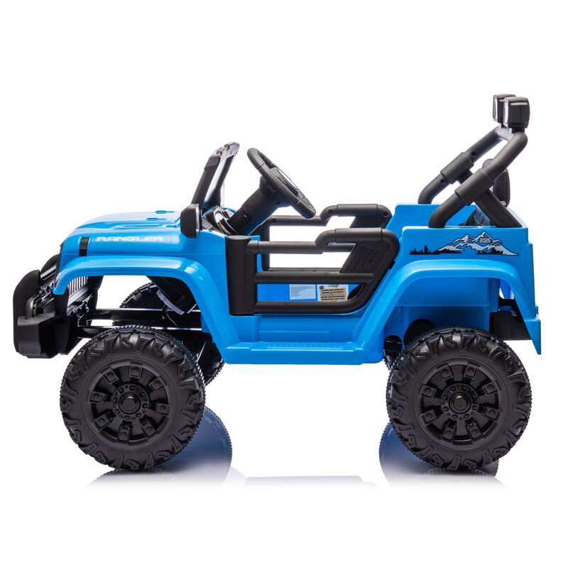 Ride on Truck Car with Removable Steering Wheel, Electric Car for Kids with LED Lights, Blue Battery Powered Electric Car