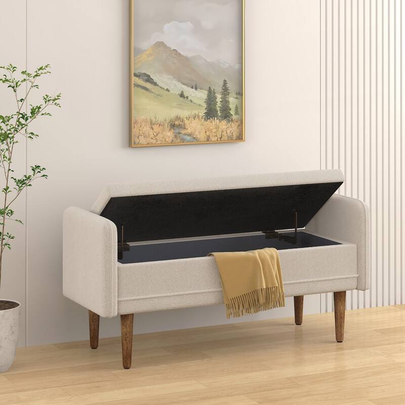 Storage Soft Bench with Armrests for Living Room, Entryway and Bedroom