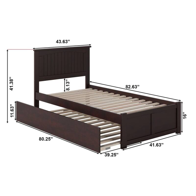 Nantucket Bed with Footboard and Twin Extra Long Trundle