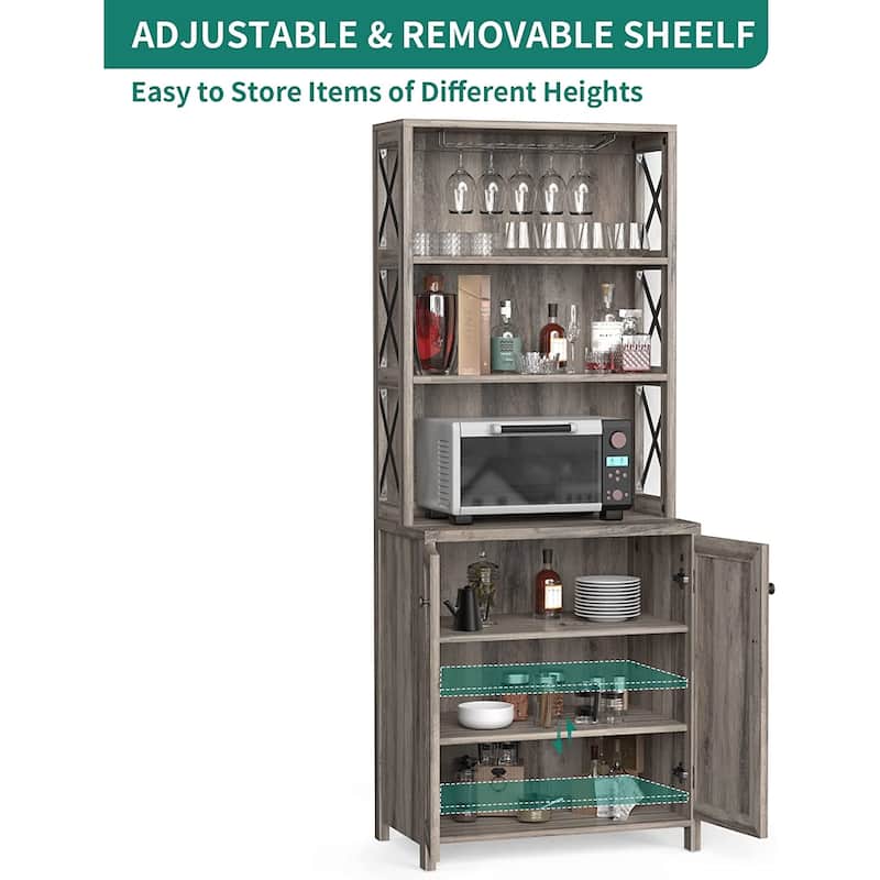 Bar Cabinet for Liquor and Glasses Dining Kitchen Cabinet with Wine Rack