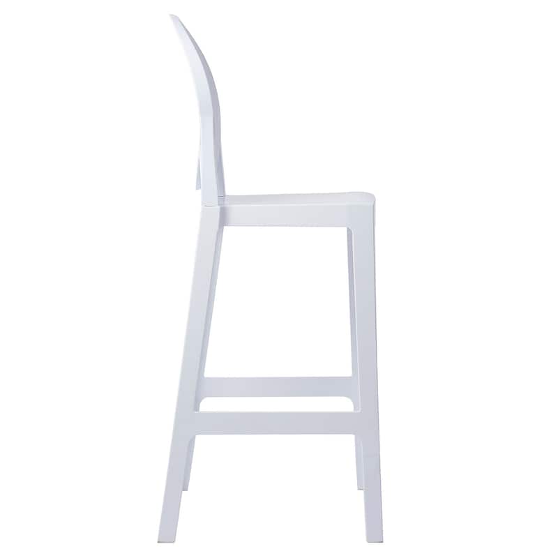 Set of 2 Clear Modern 30" Seat Bar Stool Counter Height With Back Plastic Chairs For Home Restaurant Office