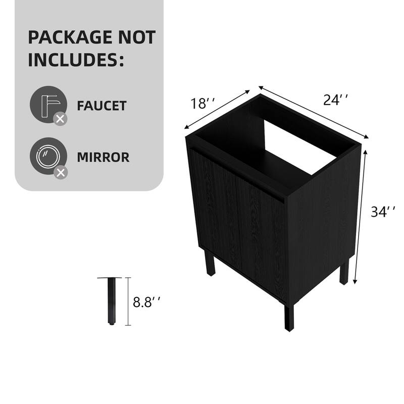 GDFStudio - Niall Modern Mid-Century Freestanding Bathroom Vanity with Soft Close Doors & Large Storage Spaces, WITHOUT Sink