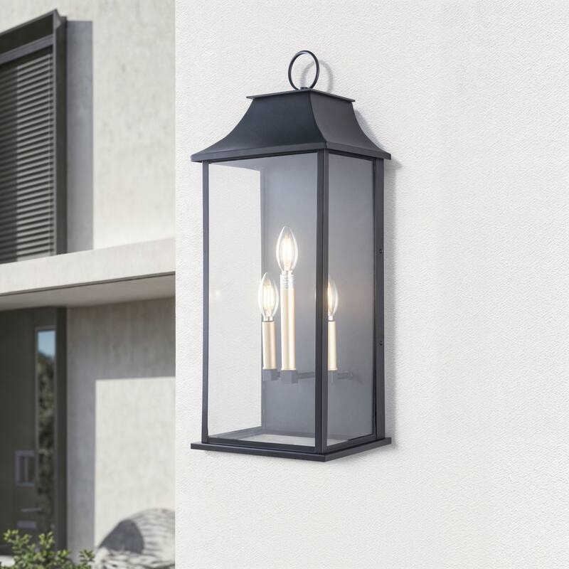 Maxax Black Metal Glass Shade Outdoor Wall Light