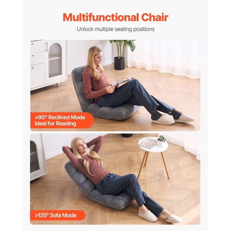 Floor Chair with Backrest Adjustable Folding Sofa Chair for Kids & Adults