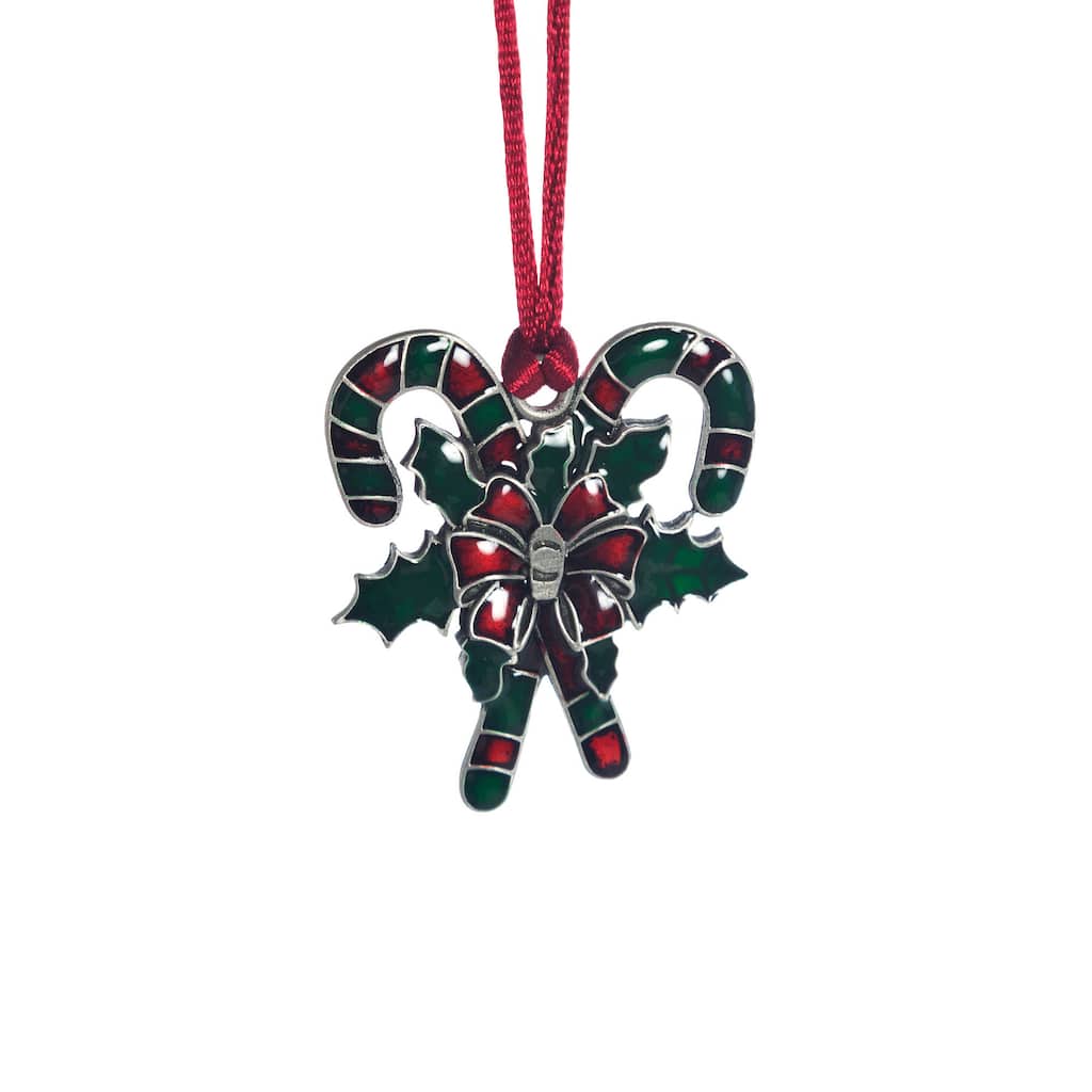 Solid Pewter Christmas Tree Ornament - Candy Cane