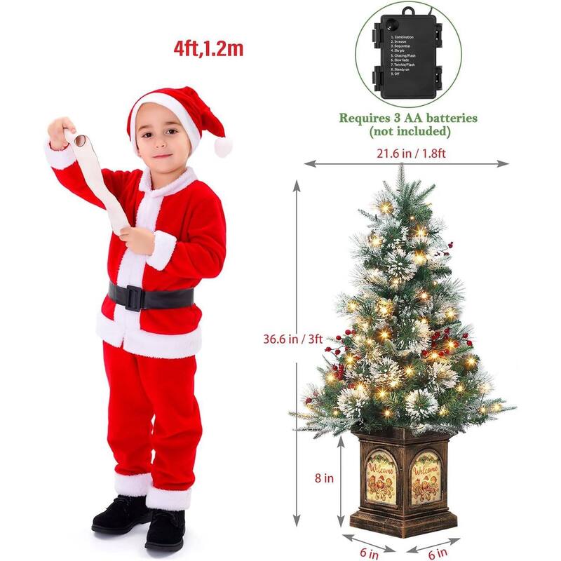3ft Pre-lit Artificial Christmas Tree with 78 LED Lights, Gingerbread Man Base