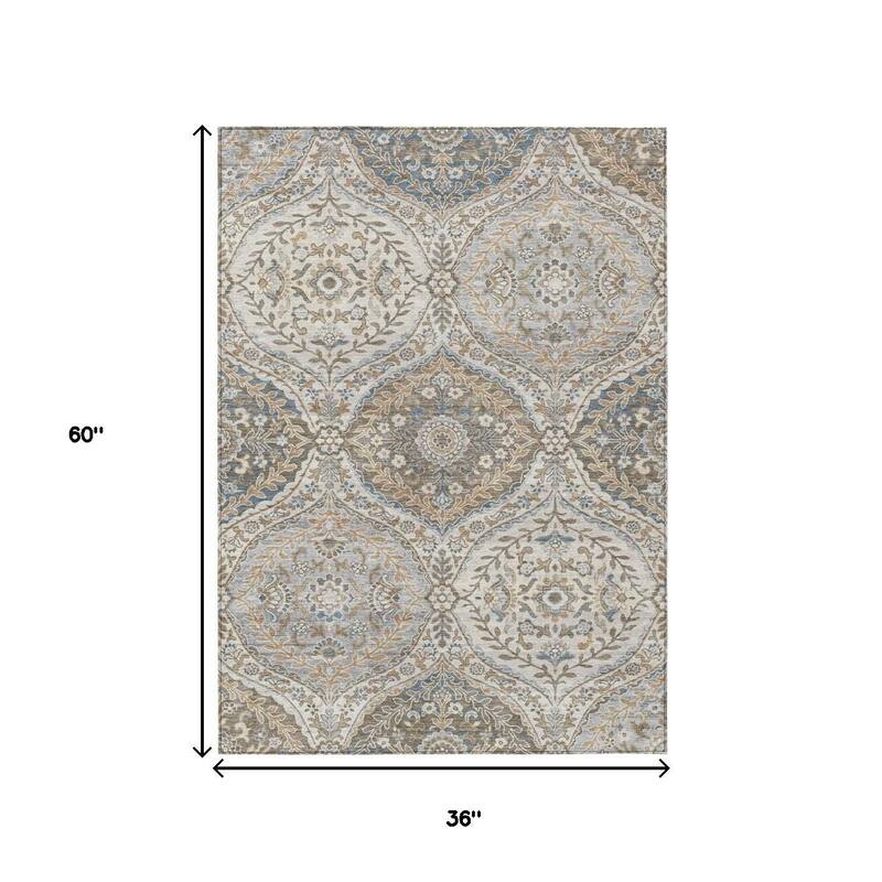 HomeRoots Floral Traditional Rectangle Outdoor Rug