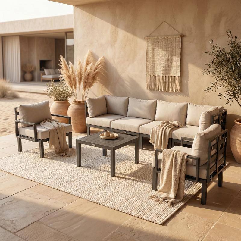 Chelsea 27" Square Aluminum Outdoor Coffee Table - Modern Weather Resistant Patio Accent Table, Rust-Proof Powder Coated Frame