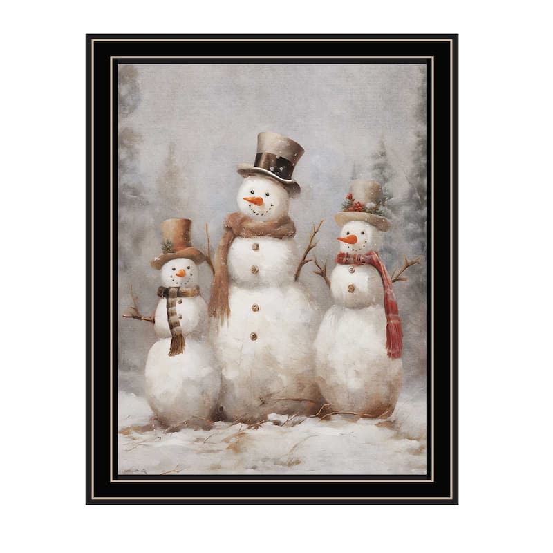 HomeRoots Snowman Trio Black Framed Wall Art