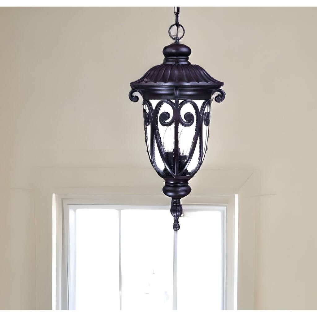 HomeRoots Naples 3-Light Marbelized Mahogany Hanging Light - 11.25' X '24.5' X '11.25