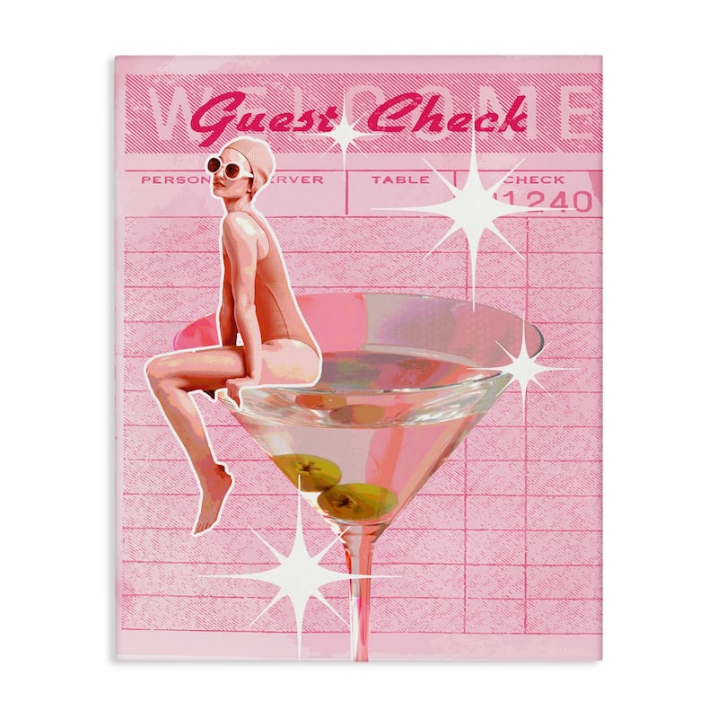 Stupell Retro Restaurant Check Cocktail Canvas Wall Art Design By Lil' Rue - 16 x 20