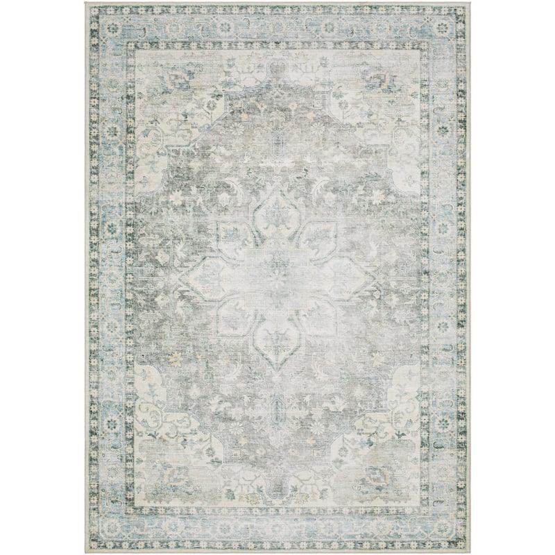 Livabliss Lavable Traditional Machine Washable Area Rug - Green/Gray - 2' 6" x 8'
