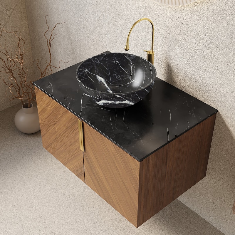Wall Mounted Bathroom Vanity with Sintered Stone Countertop and Sink