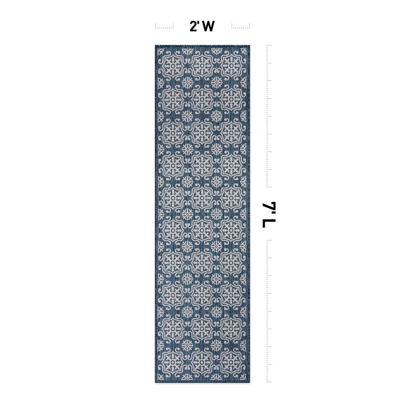 World Rug Gallery Transitional Geometric Textured Flat Weave Indoor/Outdoor Area Rug