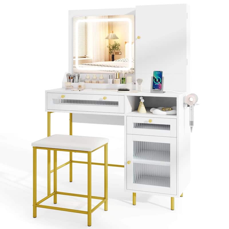 Costway Vanity Set with Mirror and Lights 3 Lighting Modes & - See Details