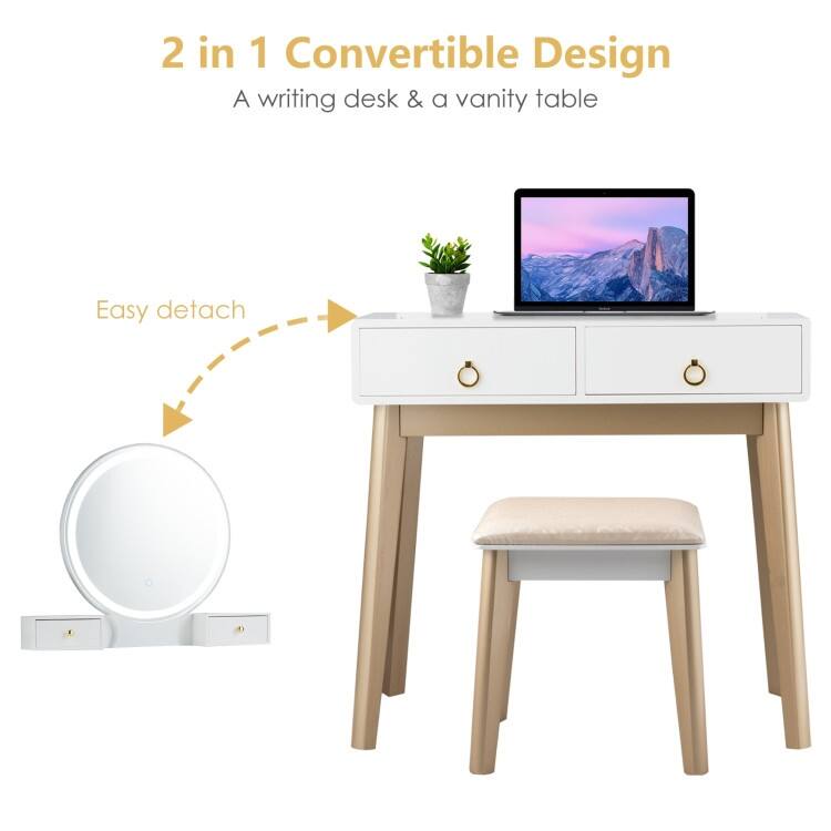 Set 3 Makeup Vanity Table Color Lighting Jewelry Divider Dressing Table - 52.5" x 31.5" x 16" (L x W x H)