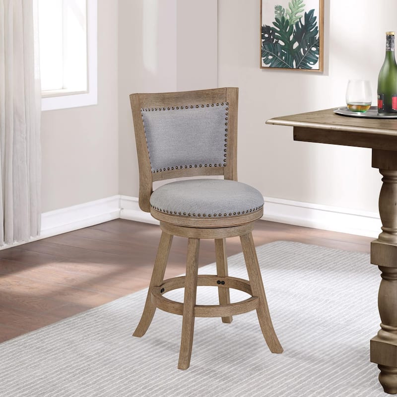 Melrose High Back Swivel Wood Counter Stool