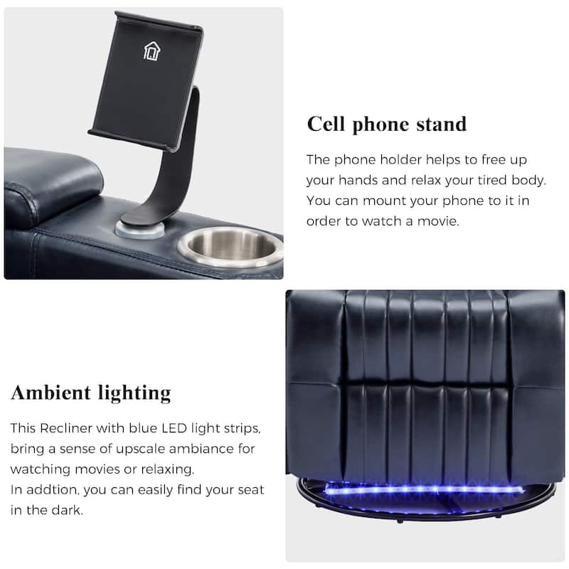 270° Power Swivel Lift Recliner Chair with Cell Phone Stand & Cup Holders, Swivel Tray Table, Lazy Boy Sofa Chair for Home