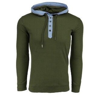 True rock men's waffle knit henley contrast hoodie hot sale