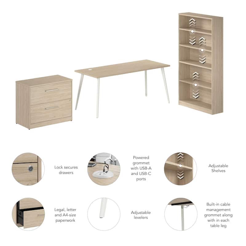 Bush Business Furniture Vista 72W Desk with File Cabinet, Bookcase