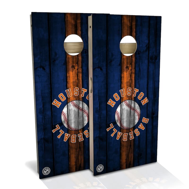 Houston Baseball Outdoor Cornhole Board Set - All-Weather 2x4 - Include Edge Lights